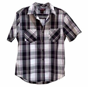 Tony Hawk Short Sleeve Plaid ButtonUp Skater Shirt